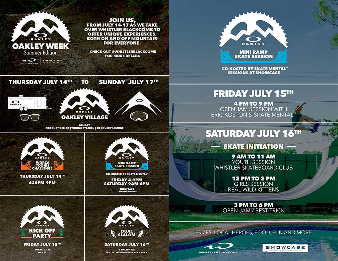 Promotional Materials for Oakley Week - Summer Edition at Whistler Blackcomb