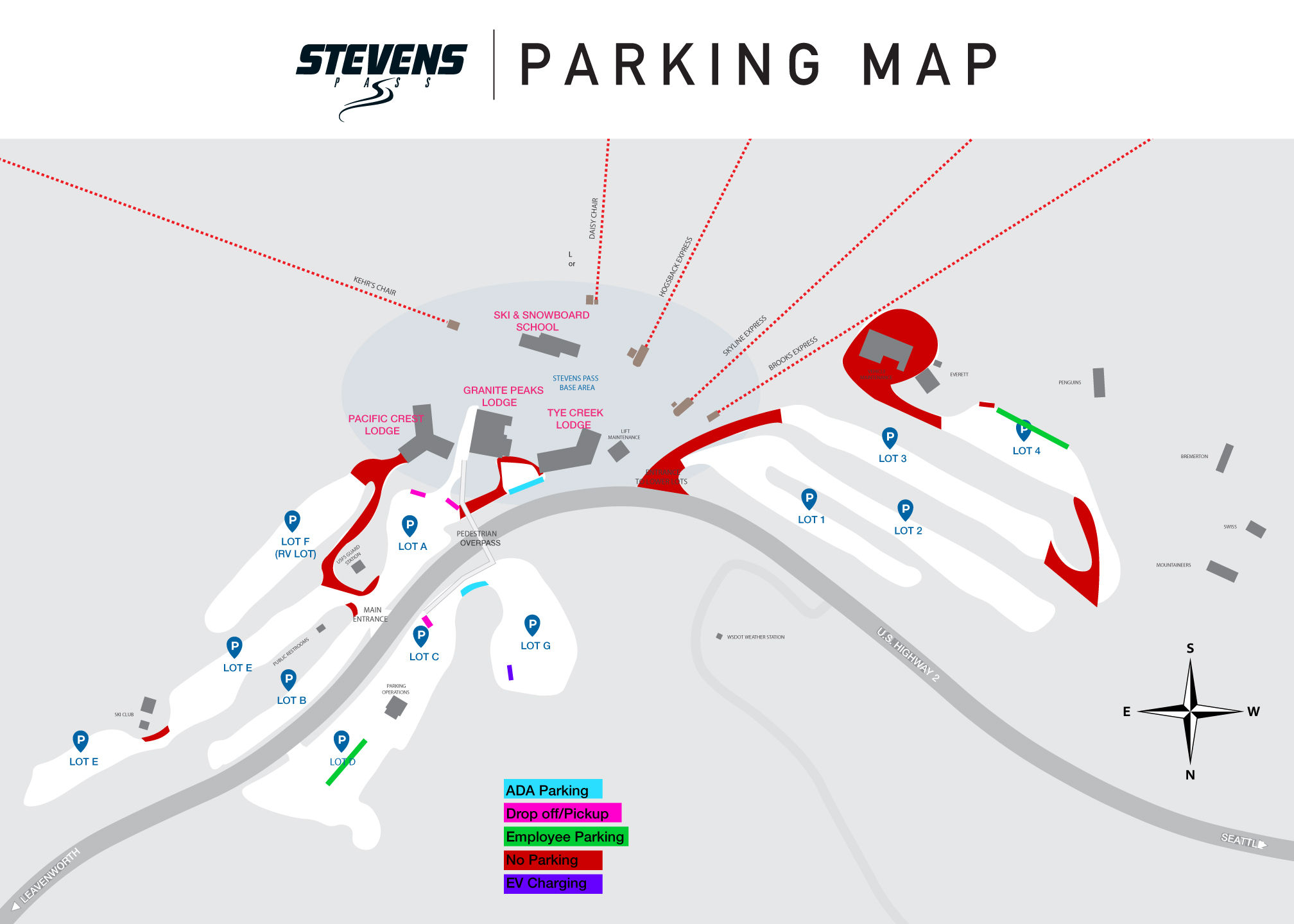 Stevens Pass Parking Map