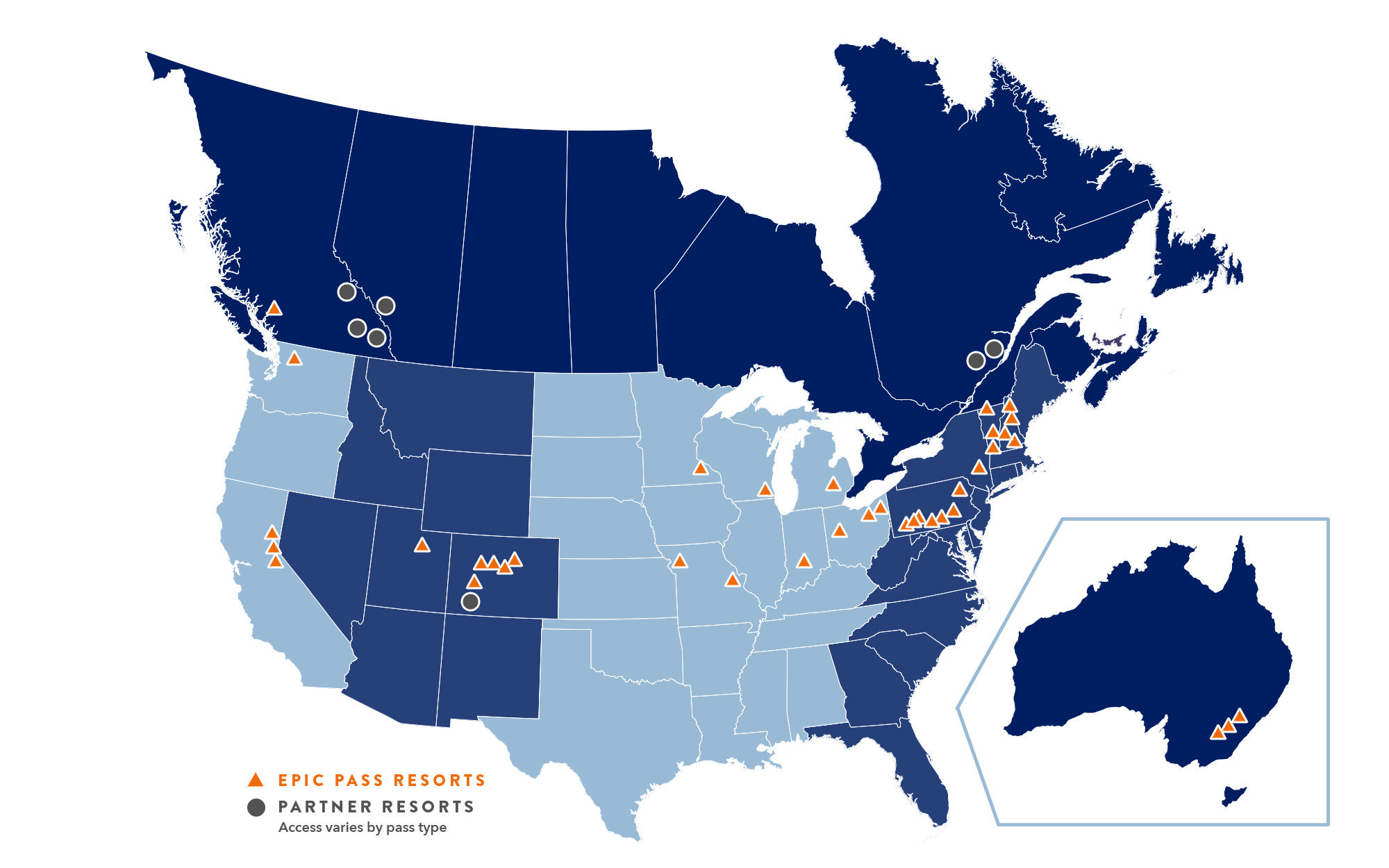 Epic Ski Resorts Map Multi-Resort Ski & Snowboard Pass | Epic Season Pass